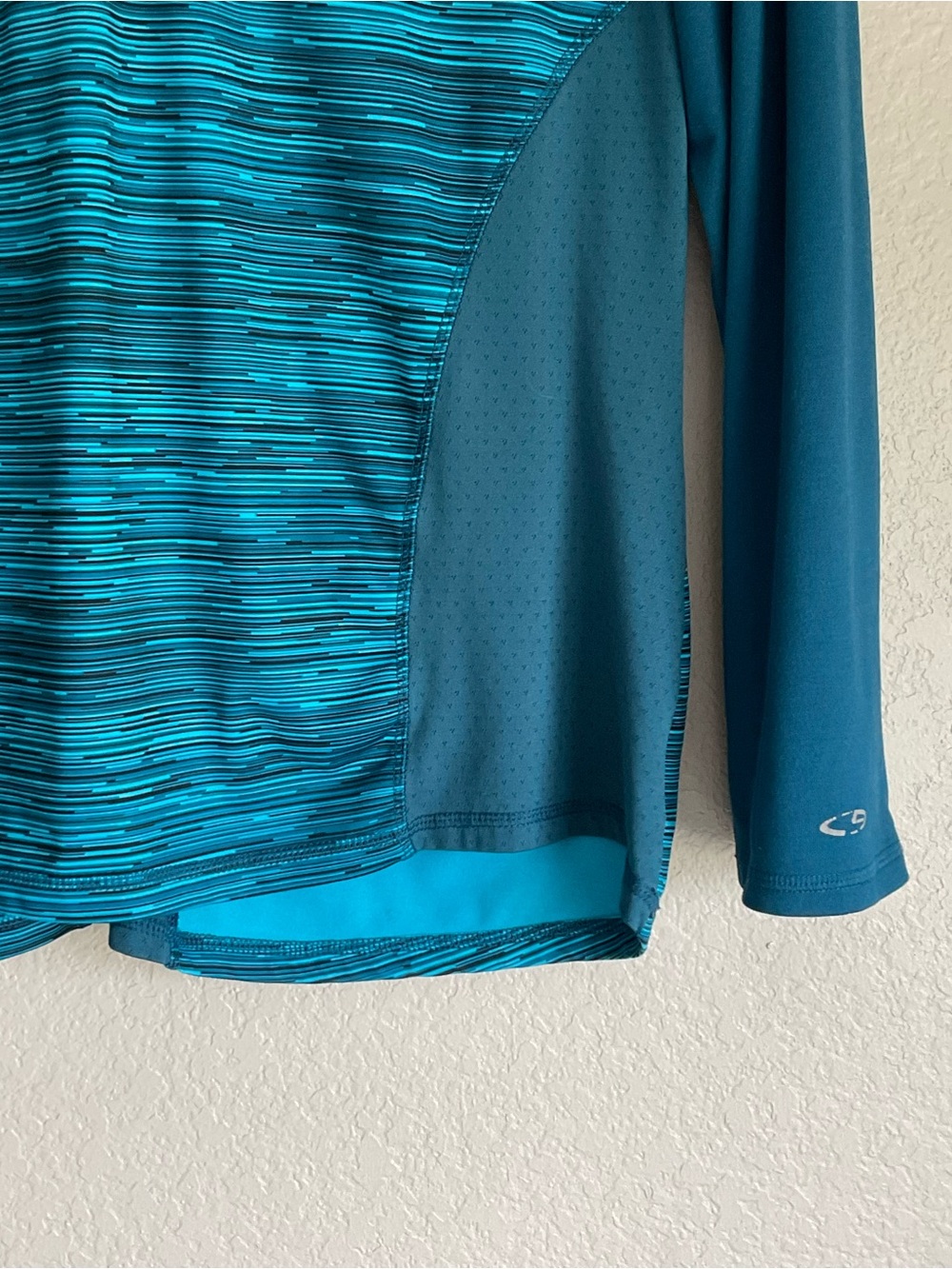 Champion Teal & Aqua Quarter-Zip Long Sleeve Sweatshirt women’s L - Picture 3 of 8